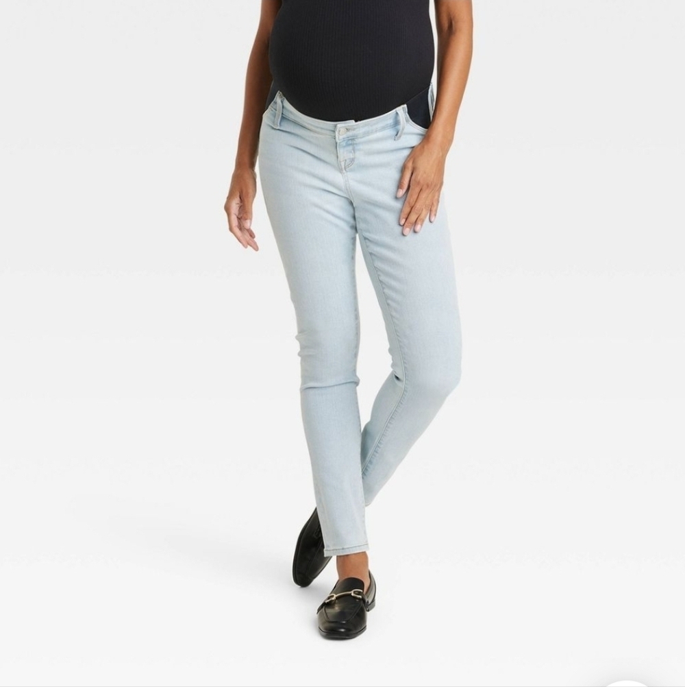 Isabel Maternity By Ingrid Under Belly Skinny Maternity Pants Light Blue